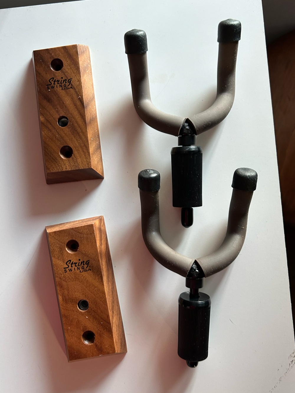 Wall Hooks with Wood Accents - Black and Brown